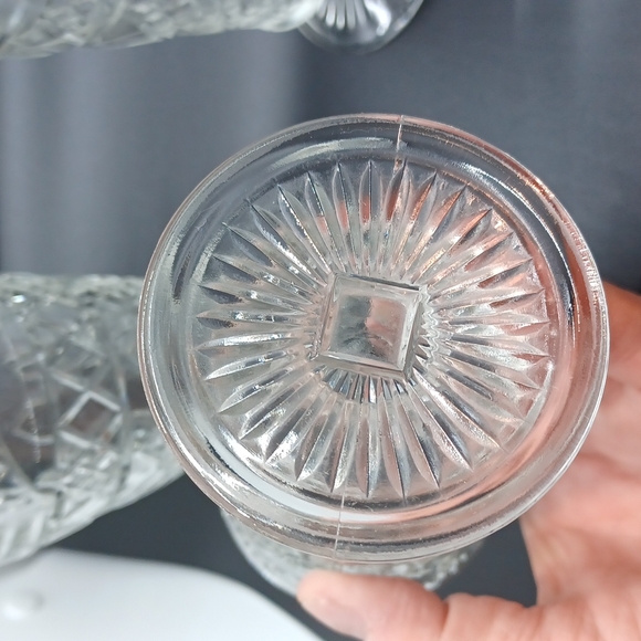 3 Vintage Hazel Atlas Water Goblets Stem Glass Big Top Peanut Butter 50's - Picture 5 of 9